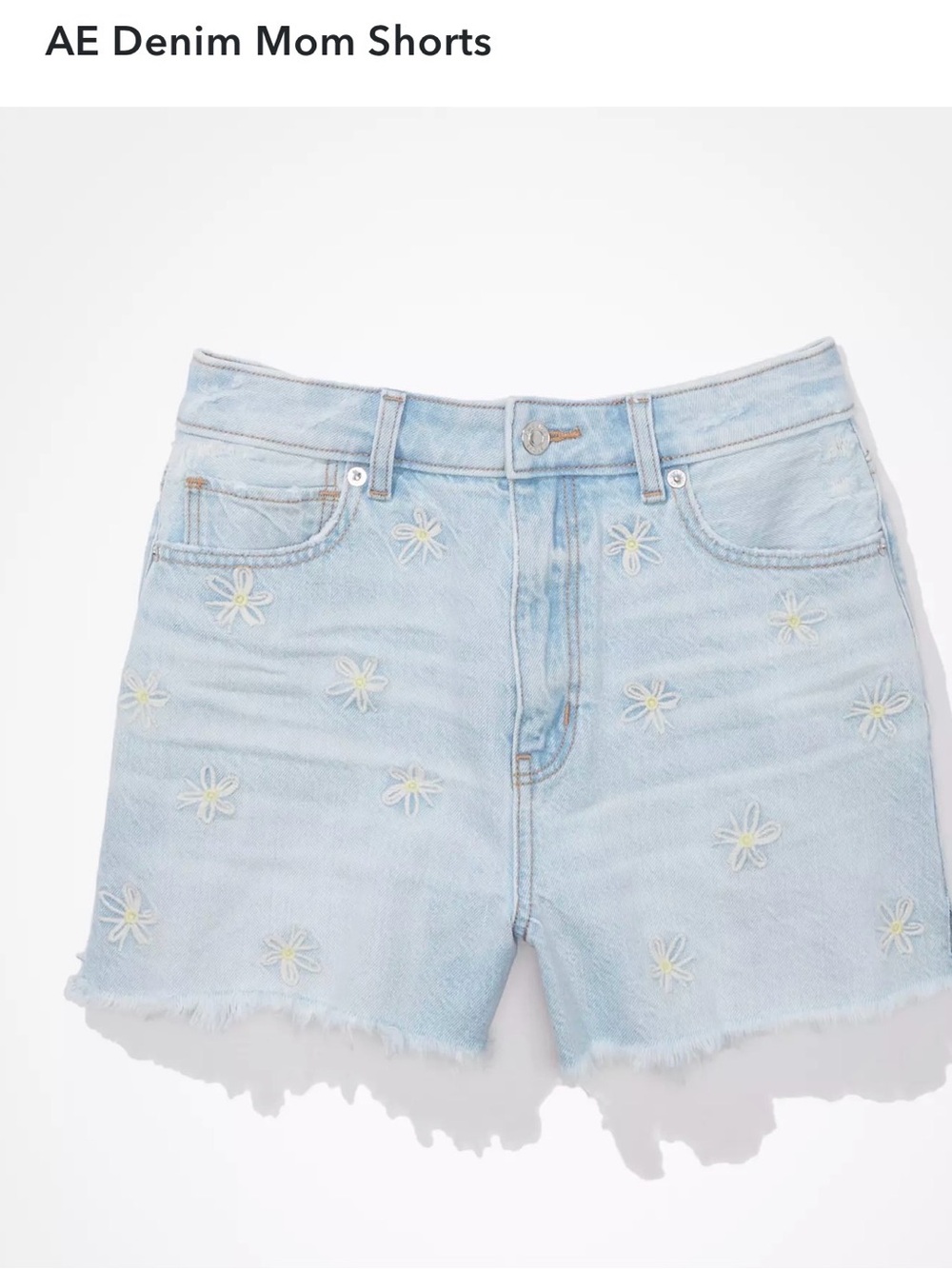 American Eagle Outfitters Light Blue Daisy Embroidered Denim Shorts